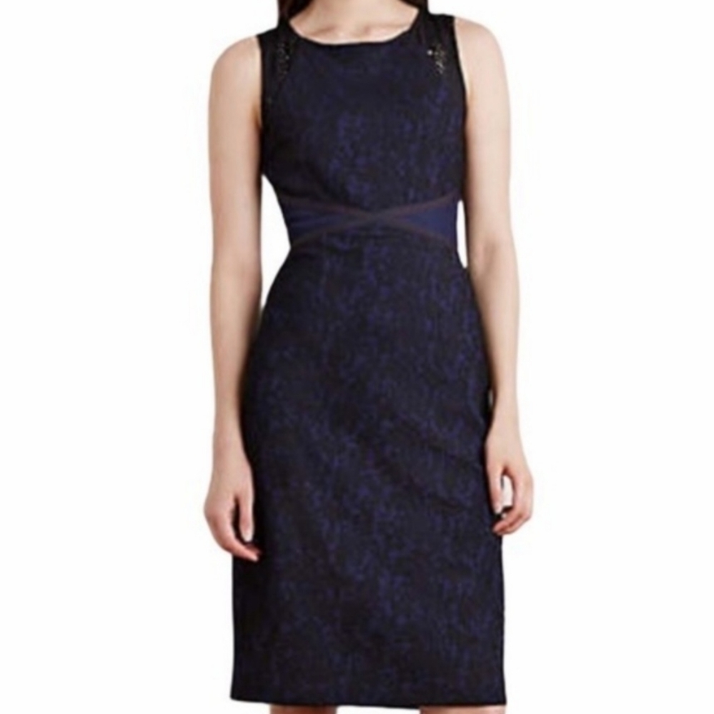 Anthropologie Moulinette Soeurs Women's 6 Larkin Sheath Dress Navy Black